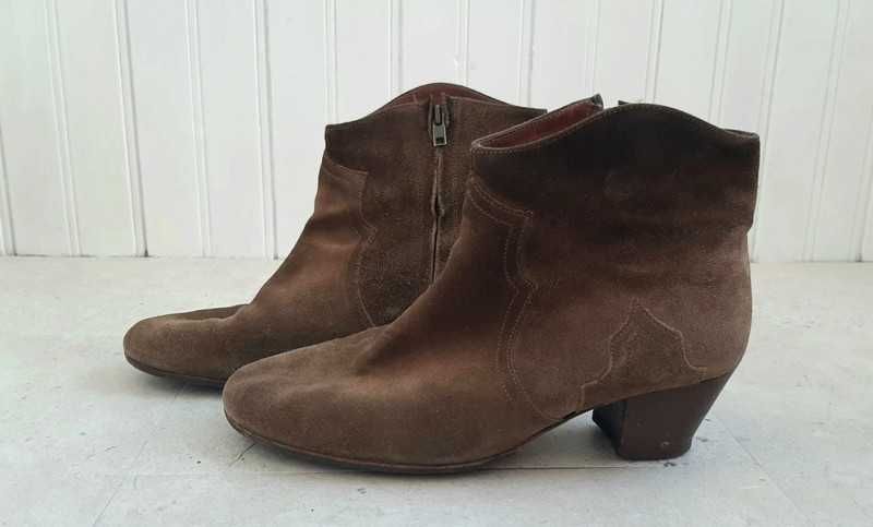 Botins pele camurça camel