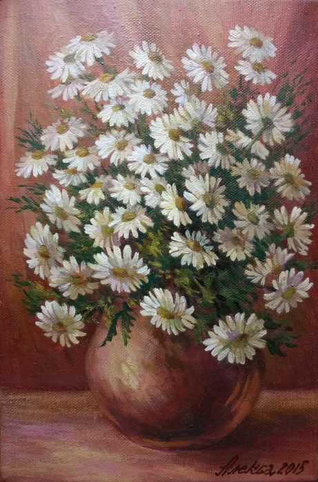 Картина маслом"Ромашки"