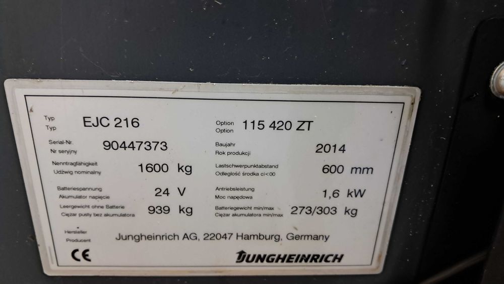 Wózek widłowy JUNGHEINRICH  EJC 216