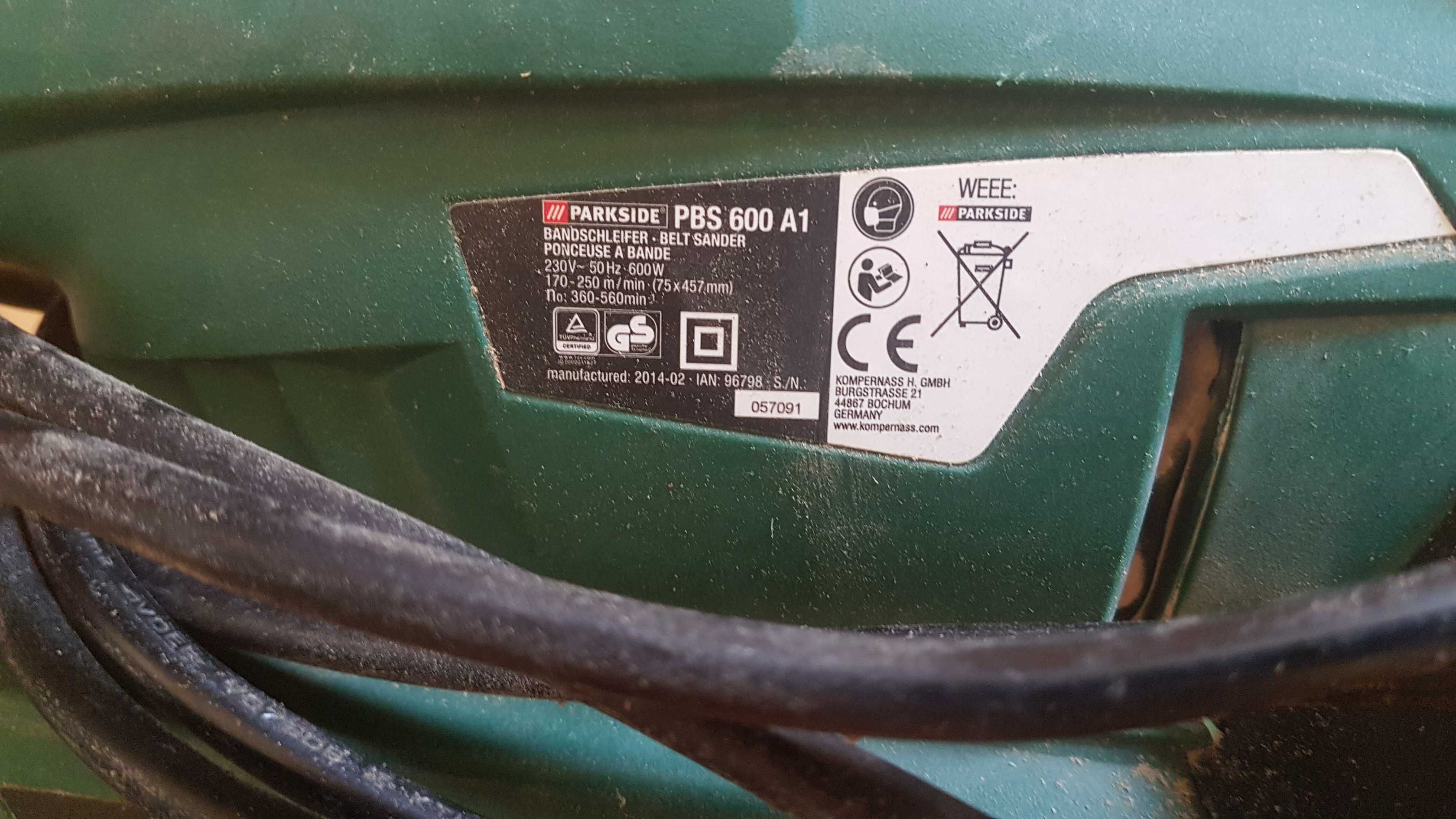 Szlifierka  taśmowa PARKSIDE PBS 600 A1 (uszkodzona)