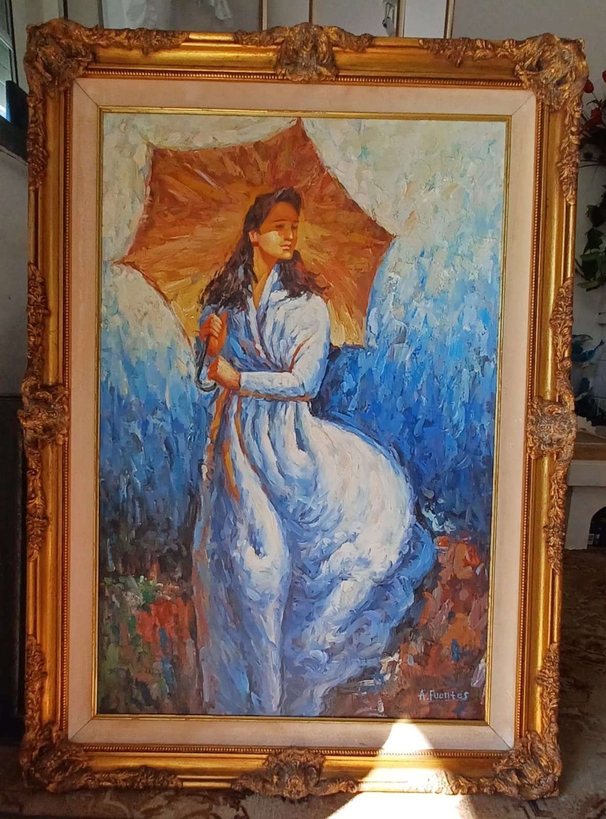Pintura a óleo Senhora com chapéu