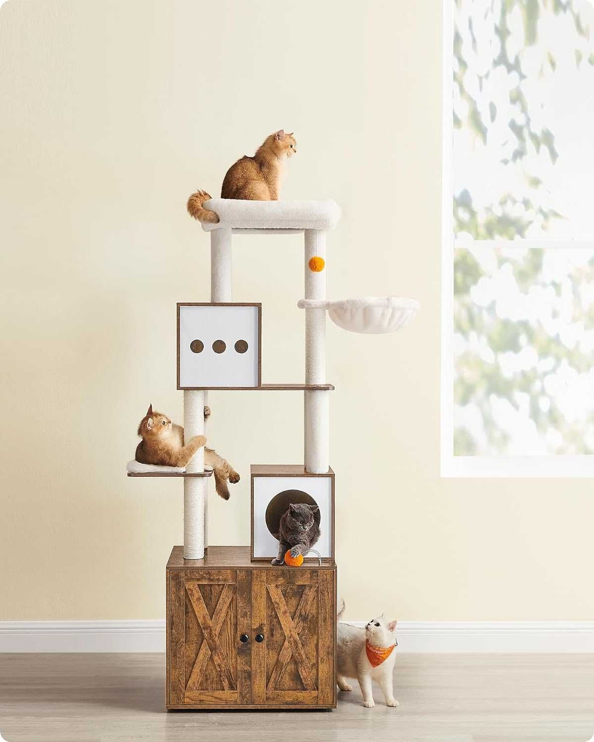 Drapak z szafką na toaletę 185cm dla kota drzewko legowisko kotów Bard