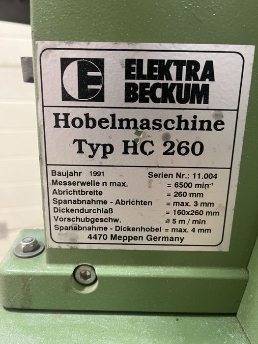Elektra Beckum HC 260 grubościówka rowniarka 2,8kw 380v Szczytno