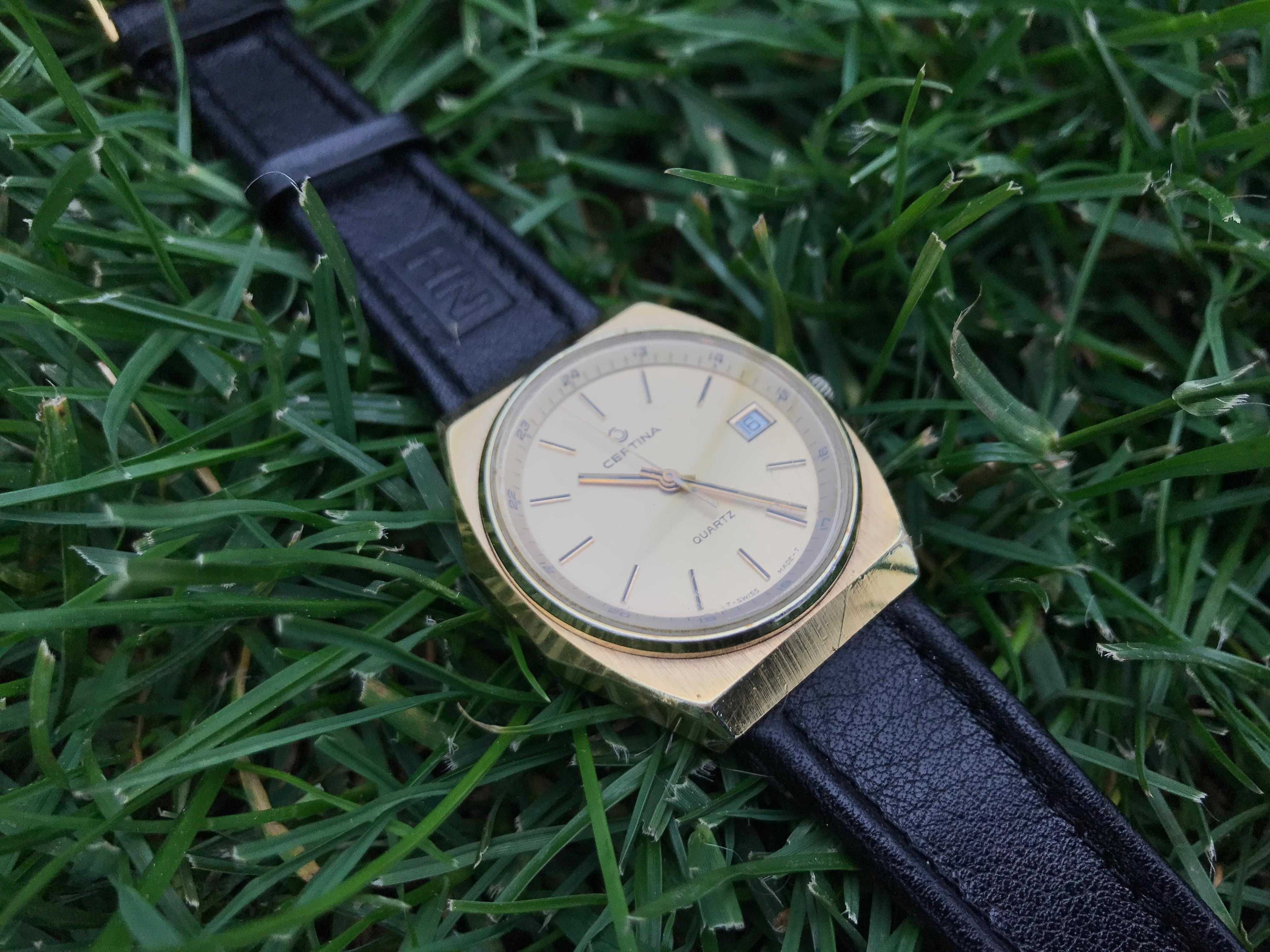 швейцарские мужские часы Certina редкие, позолота, оригинал.