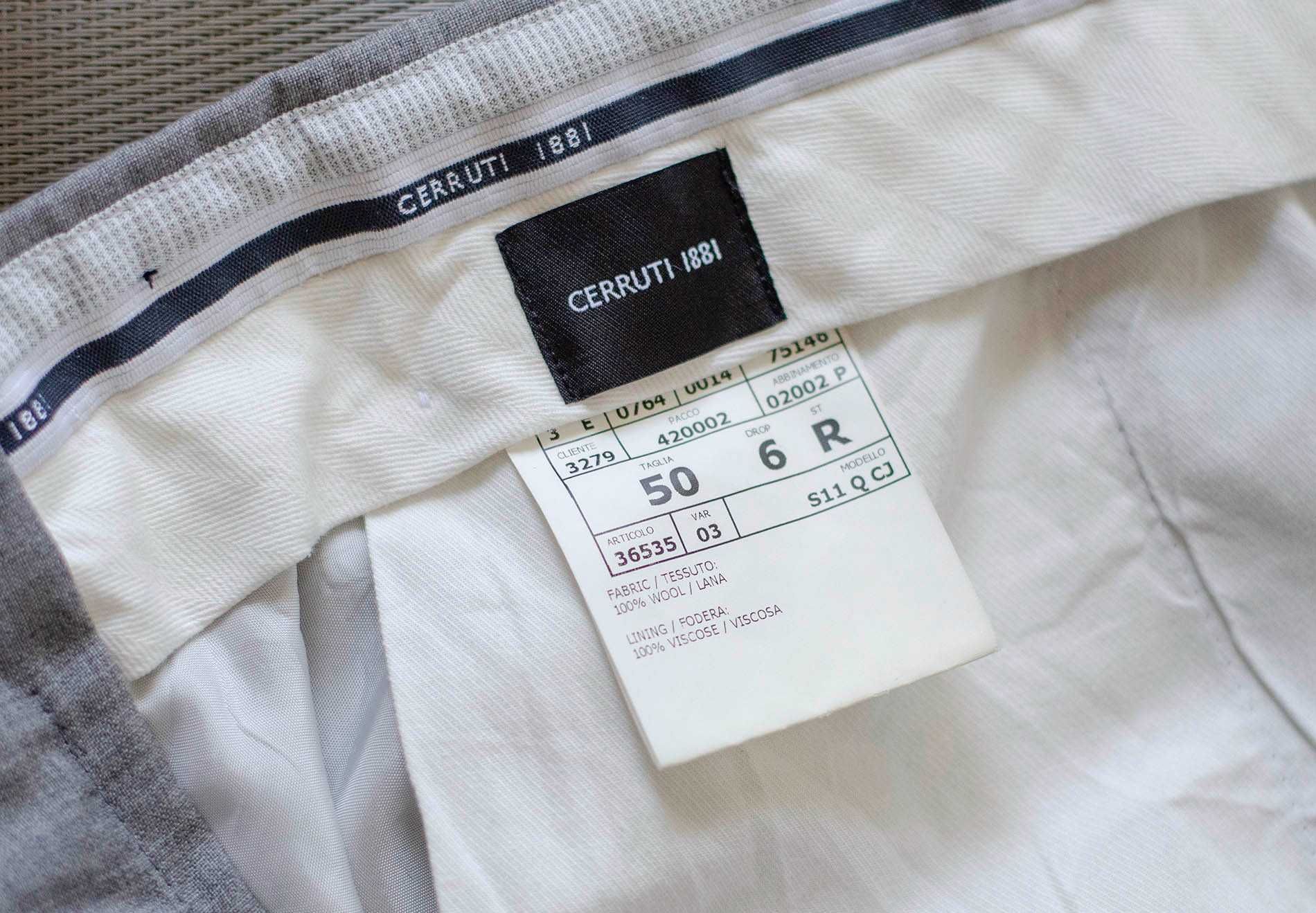 Spodnie Cerruti 1881, 100% wełna tropikalna, r50 slim, zakładki, Italy