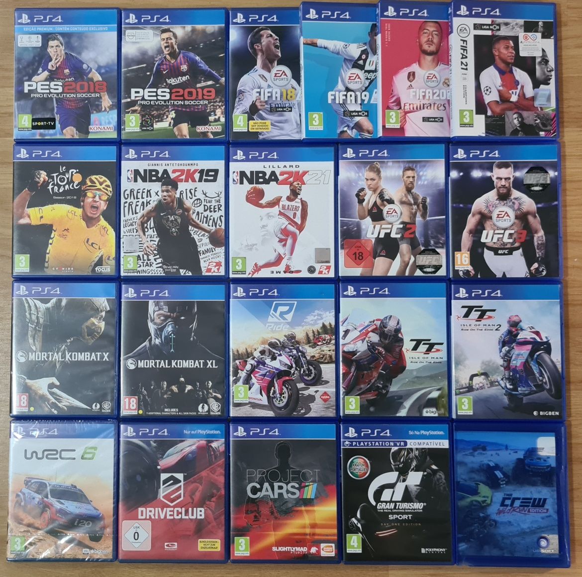 PS4 PES,FIFA,NBA2K,UFC,Mortal Kombat,TT isle of man,Starlink,comandos