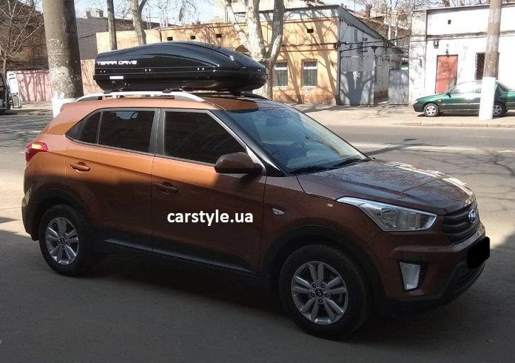 Автобокс на крышу Terra Drive 440 черный белый глянец 175*85*44 уценки