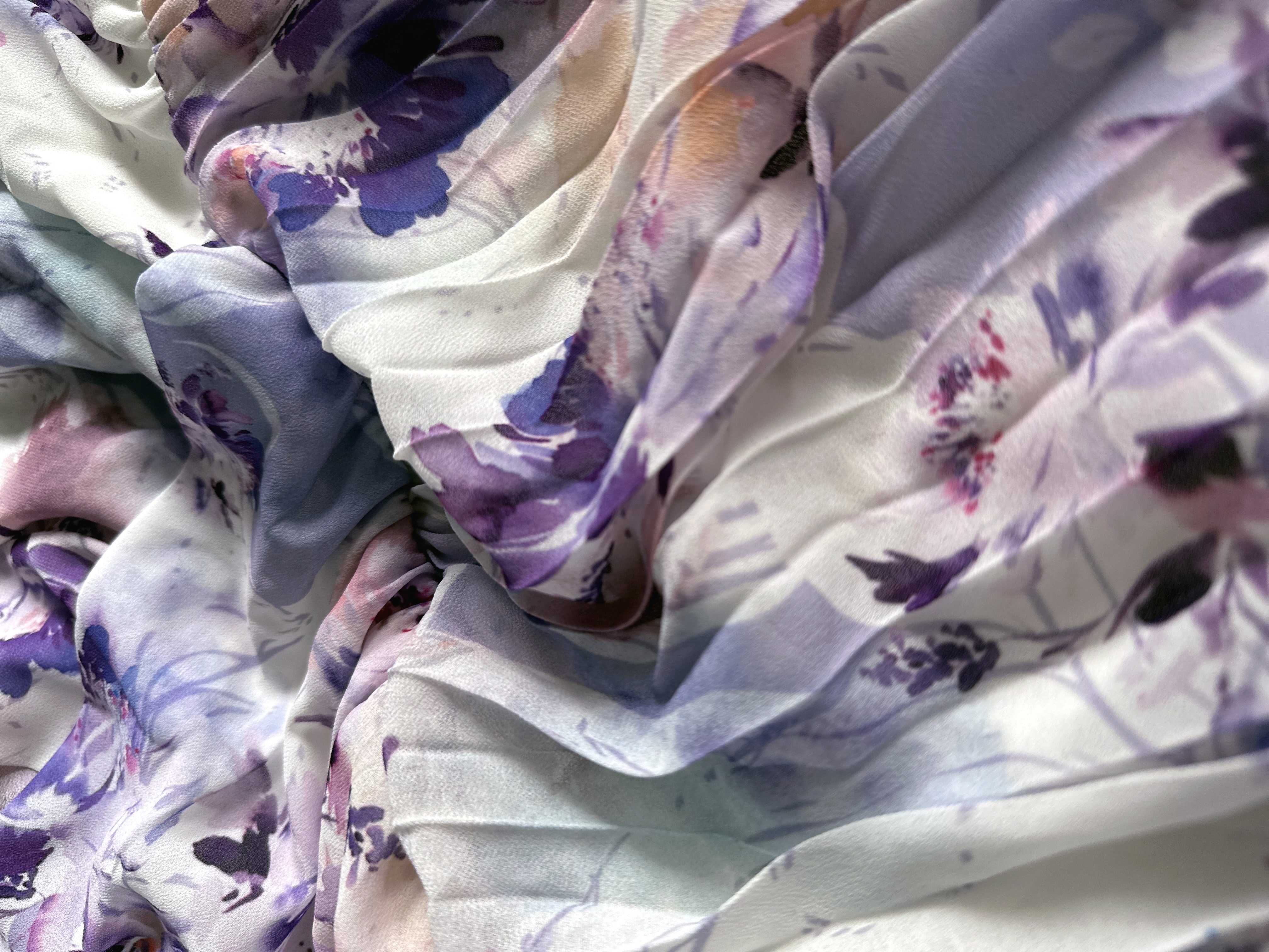 Maxi sukienka włoska plisy kwiaty floral fiolet lila S-L