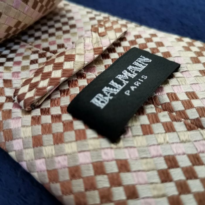krawat Balmain 100% jedwab brąz/beż na wesele na co dzień