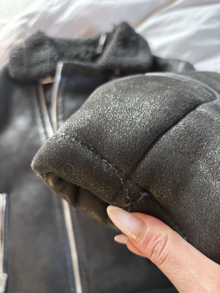 Zara xl męski kożuch pilotka ramoneska czarna 42