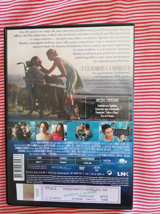 Dvd do filme "O Escafandro e a Borboleta" (portes grátis)