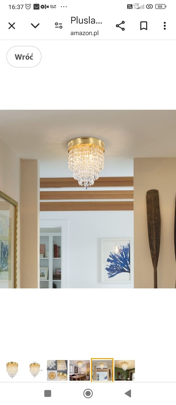 Żyrandol kryształowy Pluslamp, kryształowe oświetlenie sufitowe, mini
