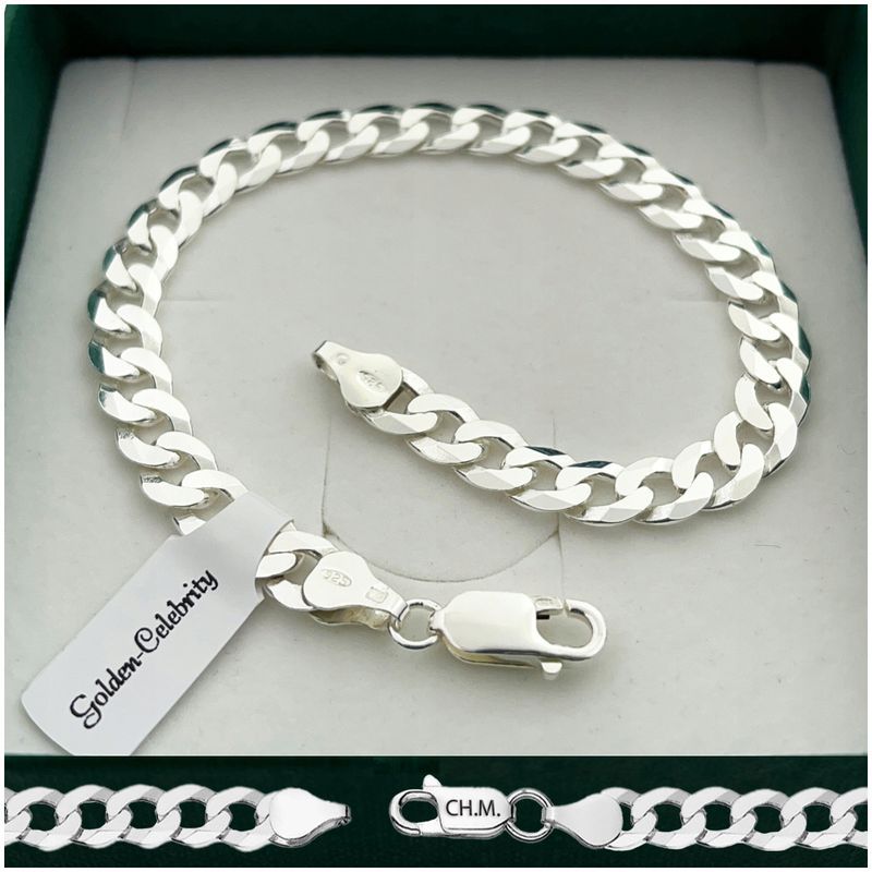 Srebrna Bransoleta Męska Diamentowana 23cm/6mm Pancerka Srebro 925 + G