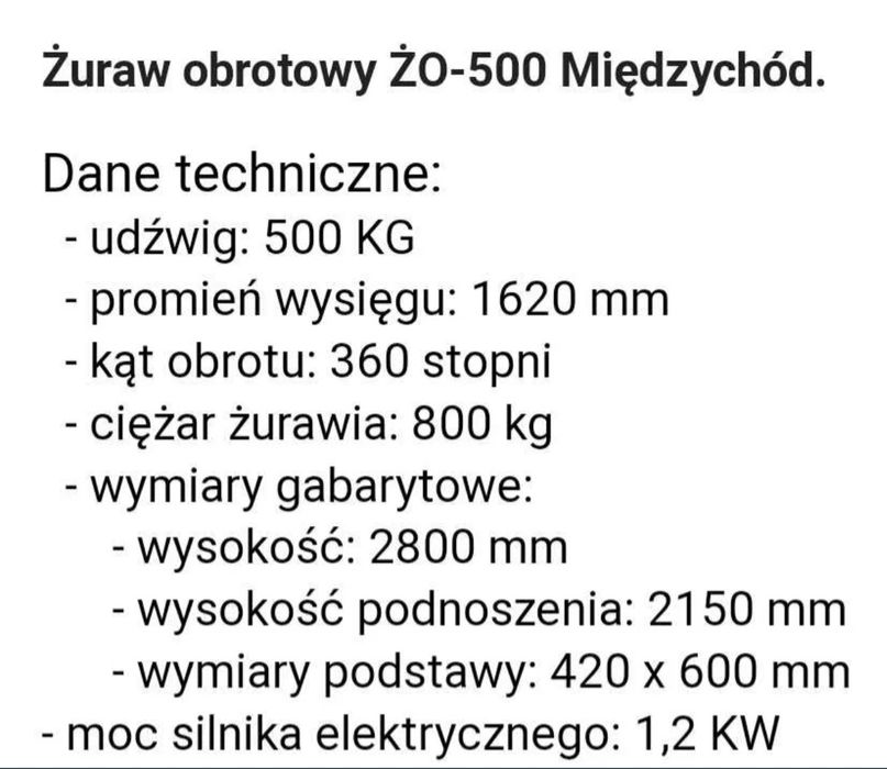 Żuraw warsztatowy, żuraw obrotowy, suwnica, wciągarka, wciagnik