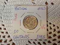 Portugal - moeda em prata de 10 centavos de 1915 (VG-1)