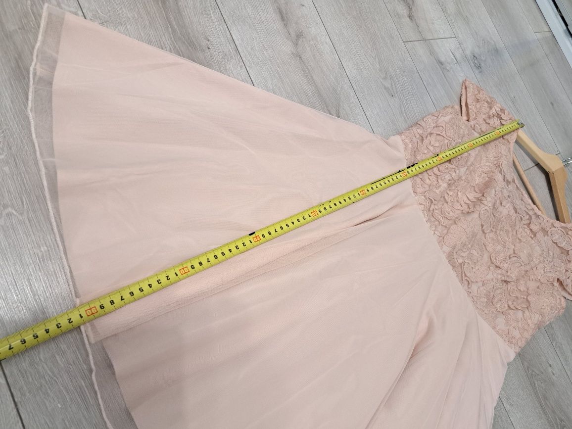 Piękna pudrowa różowa sukienka imprezowa XL XXL