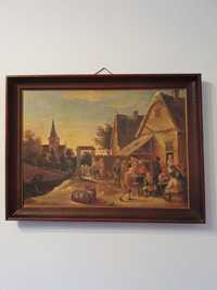 Obraz,reprodukcja "Święto wiejskie"David Teniers,PRL