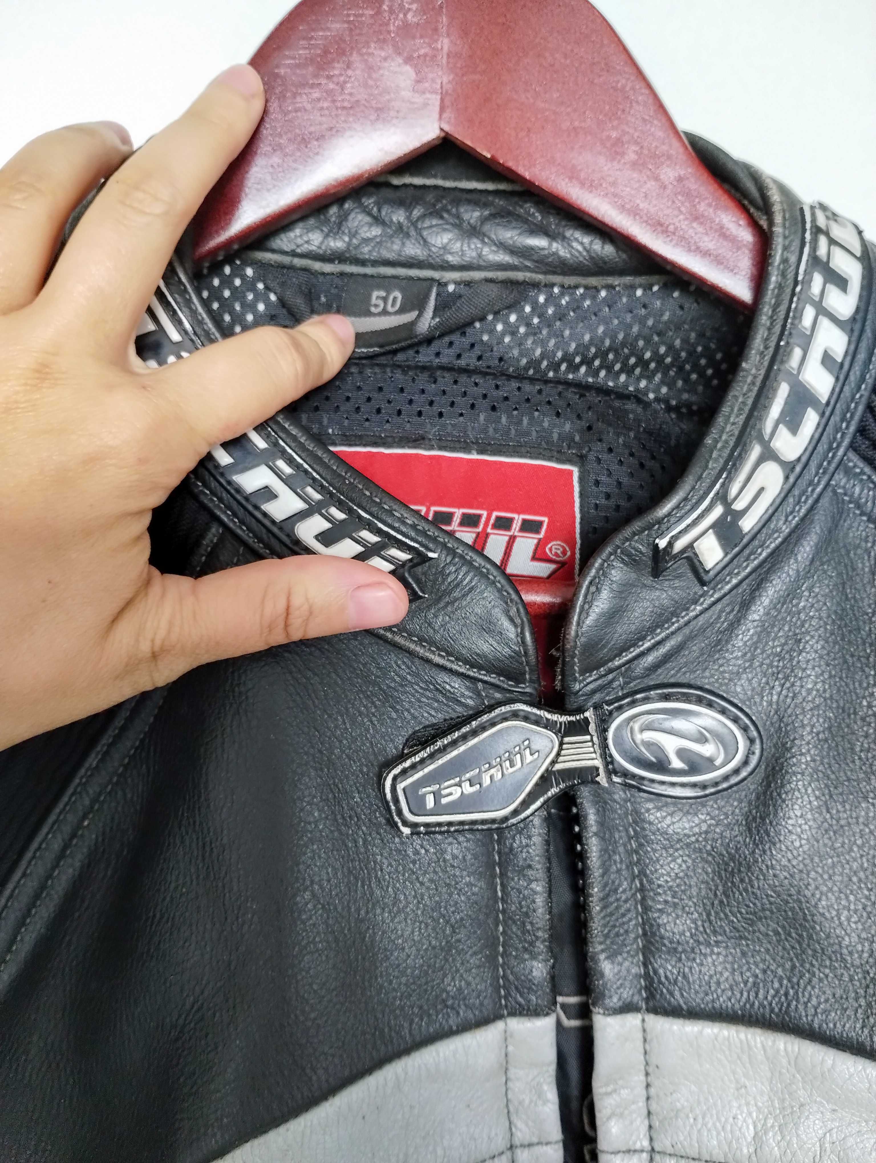 Kombinezon dwuczęściowy motocyklowy męski skórzany Tschul L