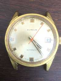 Relógio Suíço Aurius Automático banho Ouro Contrastado Funcionar 3,6cm
