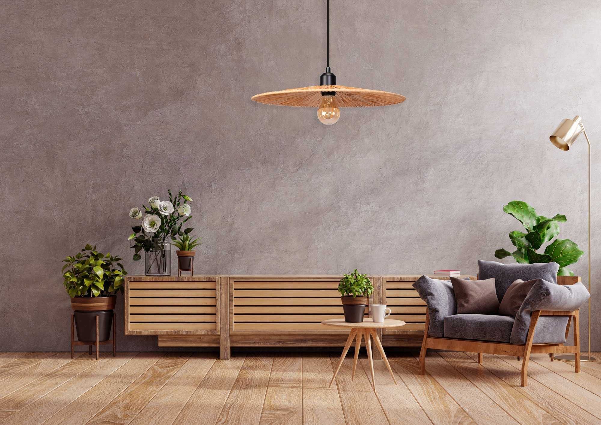 LAMPA WISZĄCA PLECIONA boho naturalna brąz kapelusz 40 CM APP1311