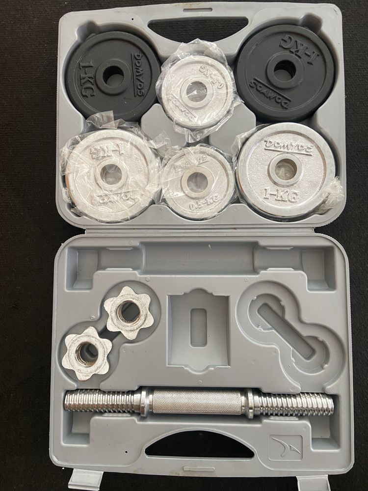 Kit 14kg halter e discos musculacao