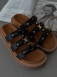 р36-40 Шльопанці Celine Tippi Leather Slide Sandals Black