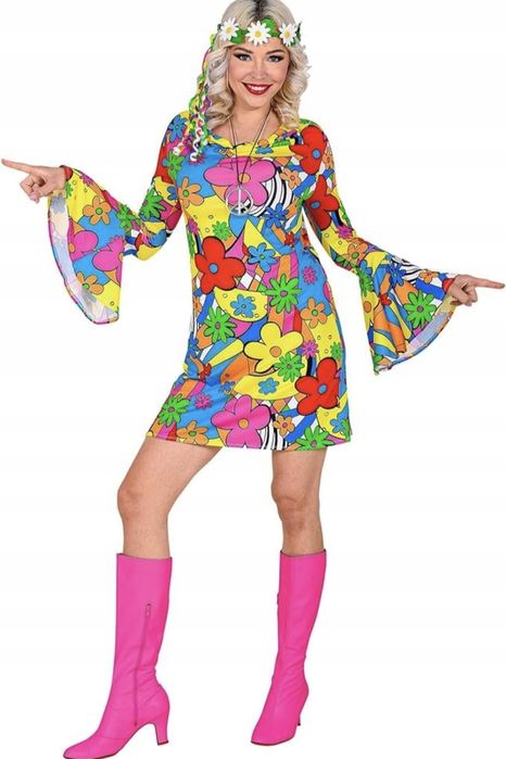 Sukienka S hipiska hipisowska w stylu lat 70 80 retro vintage