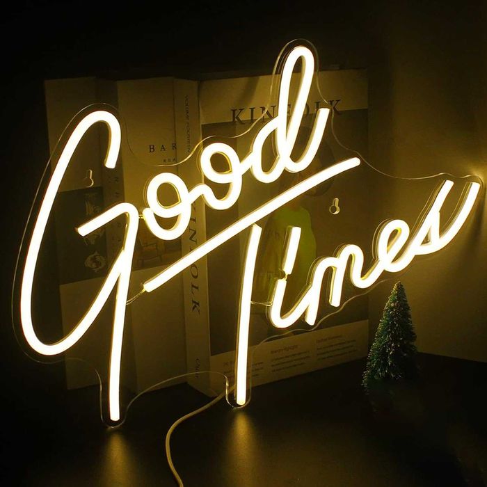 Neon LED Dekoracyjny GOOD TIMES Ciepły biały 40x33 cm USB