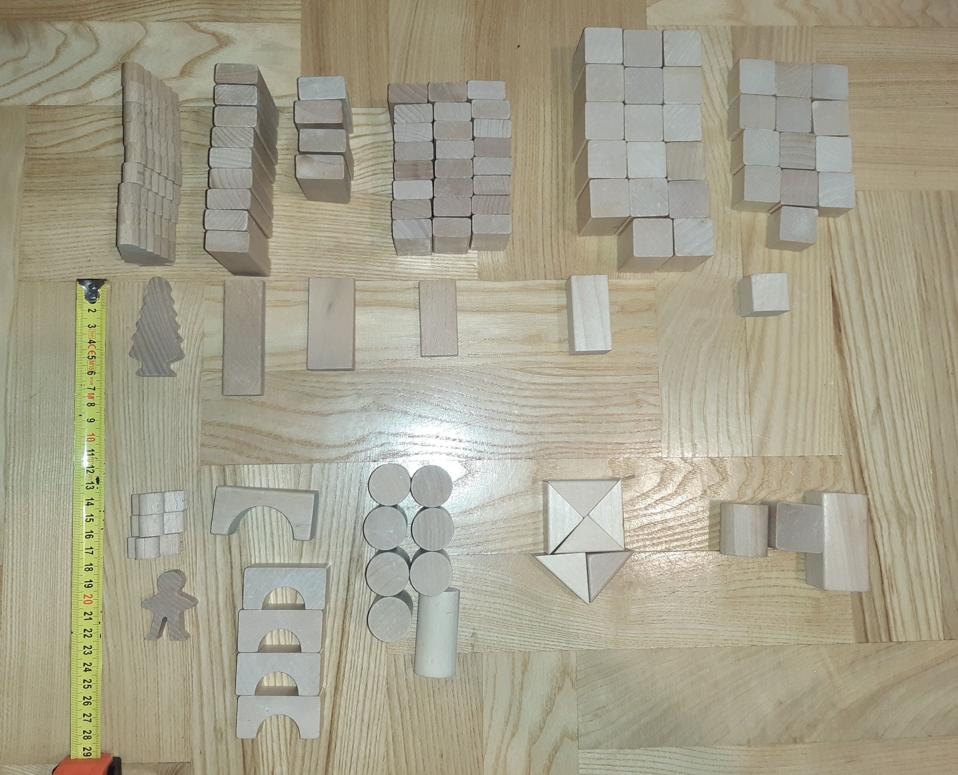 108 szt drewniane eko klocki + 15 kolorowych gratis