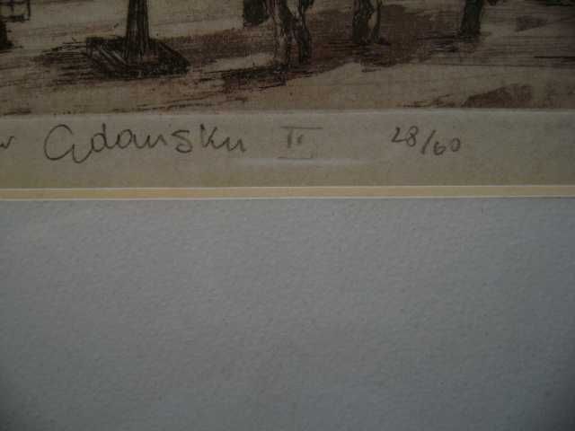 Starocie z PRL - Gdańsk = Staloryt do rozpoznania z 1985r. 50cm x 40cm