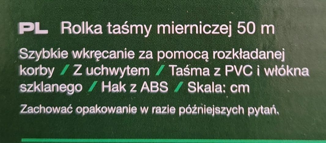 Taśma miernicza 50 m