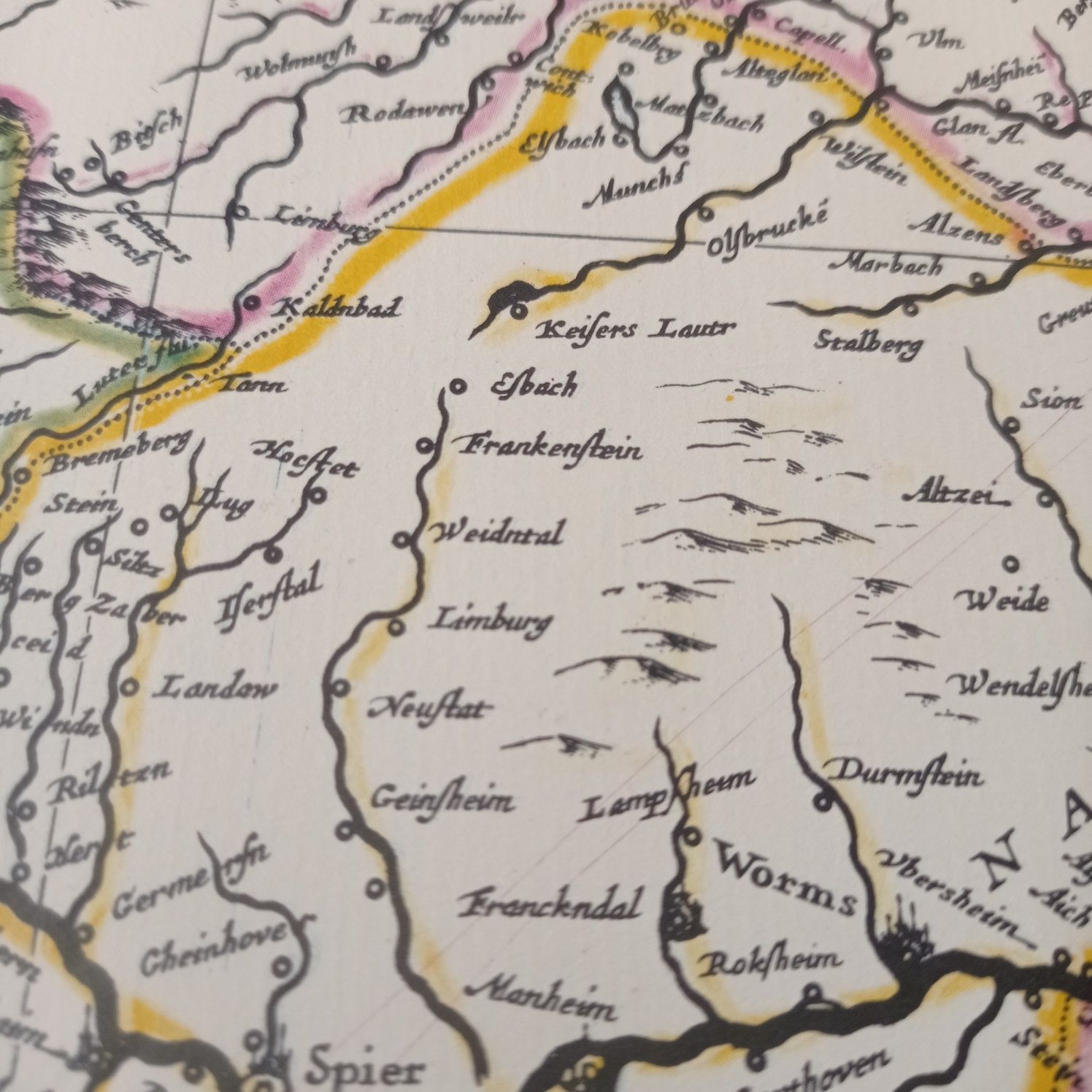 Mapa reprint rzeka Ren 1991 r. wersja w łacinie