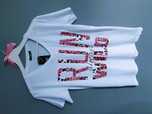 Biały t-shirt różowy napis panterka cyrkonie