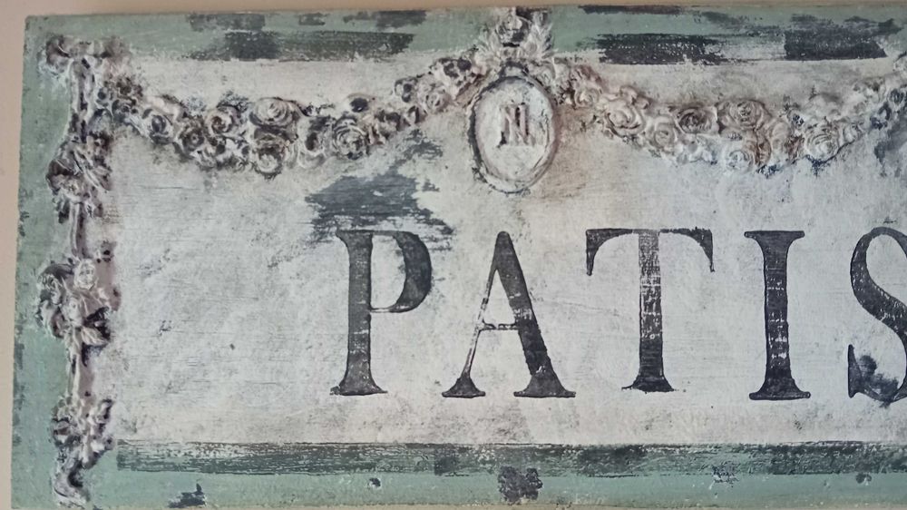 Tabliczka, znak, shabby chic, ROYAL FLOWER, PATISSERIE, piękna ozdoba.