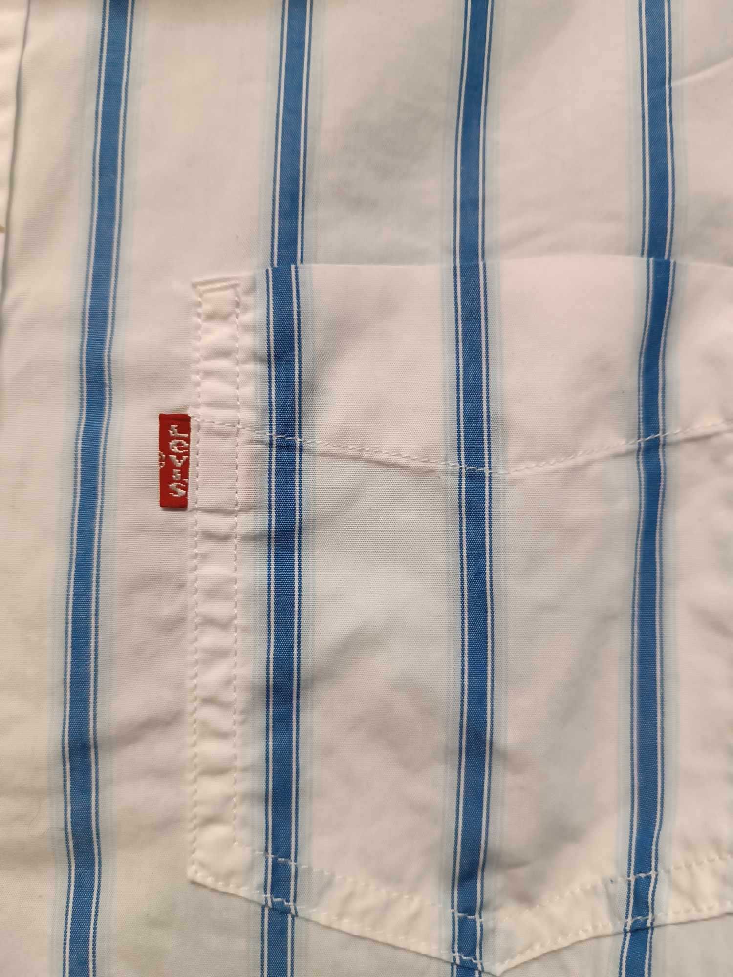 Koszula męska w paski-100% bawełna, logowana jak nowa - S/M - "Levi's"