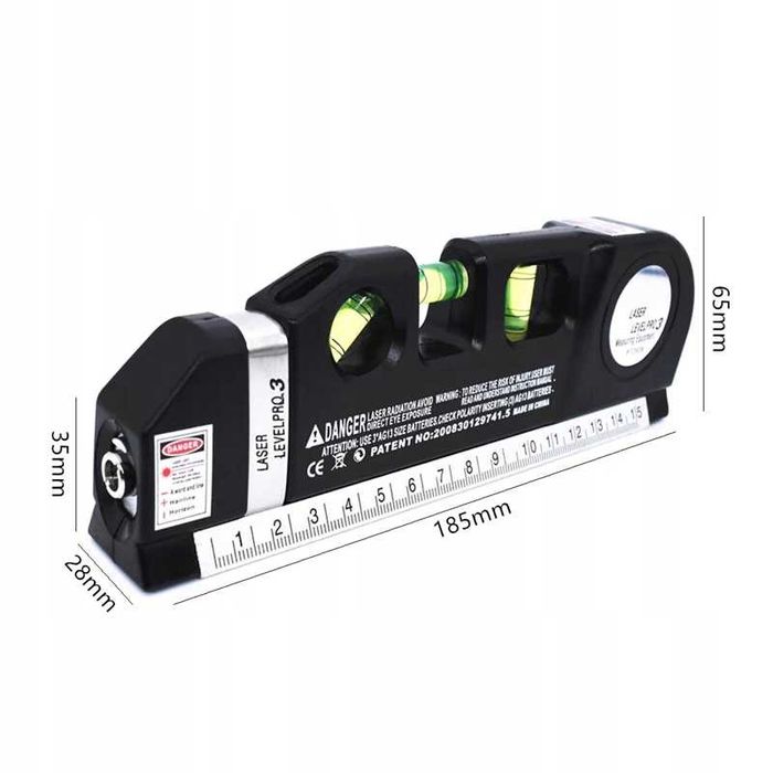 poziomica laserowa z miarką 250cm laser 3 libelki
