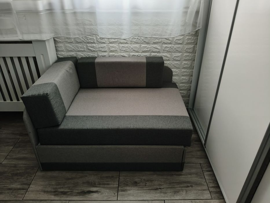 Sofa rozkładana narożnik funkcja spania jednoosobowa Vaxer Grafitowy