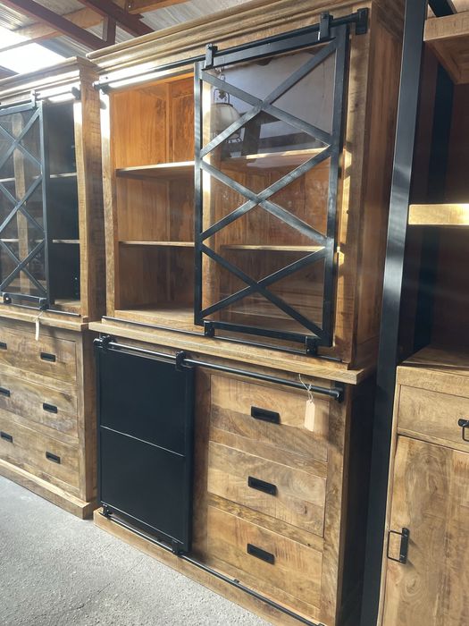 Kredens/drewno egzotyczne/ 120 cm// styl industrialny