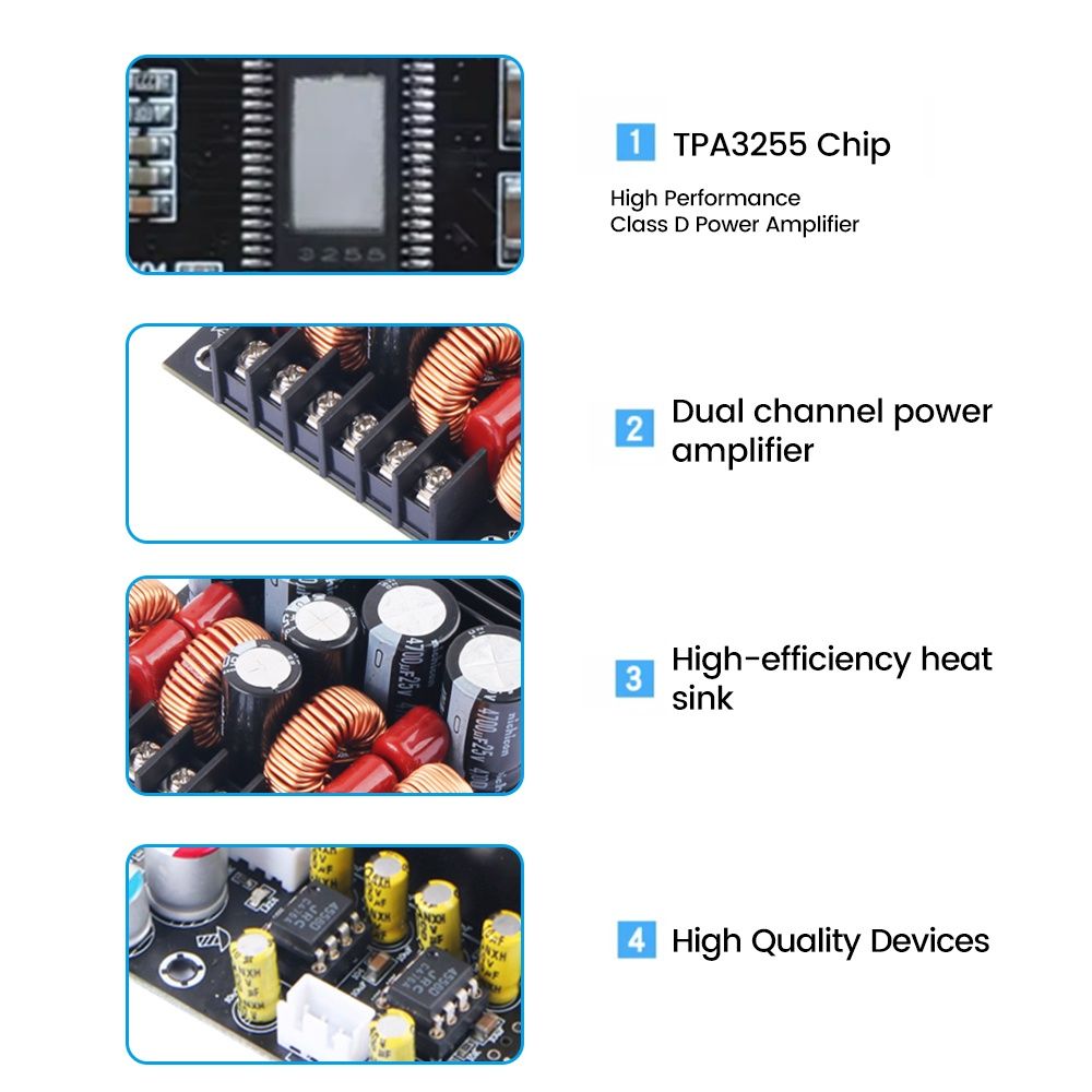 Цифровой усилитель мощности TPA3255. 2*300W. Стерео. DC: 19-50 вольт