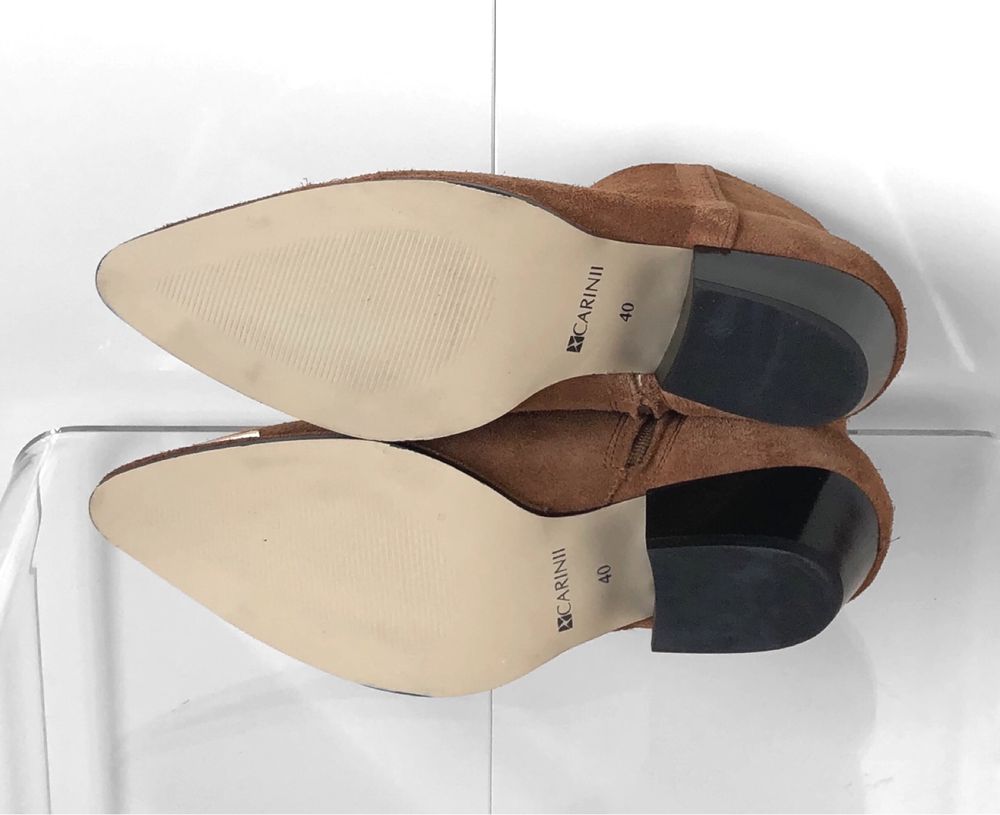 Nowe kowbojki Carinii ankle boots skórzane skóra zamsz 40