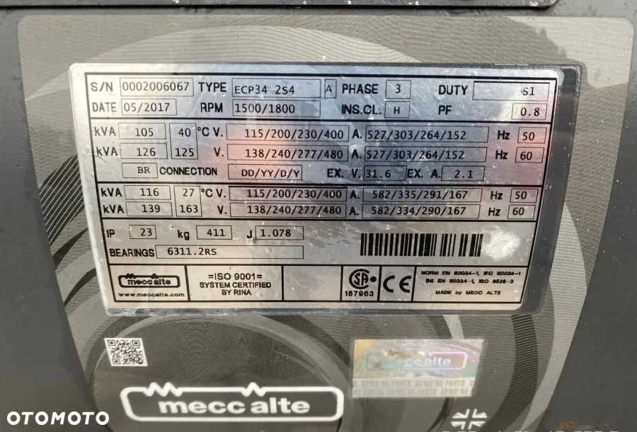 Mecc Alte 126 kVA 101KW/Generator prądu/Prawie nie używany/Duża MOC!