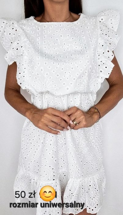 nowa sukienka koronkowa ażurowa biała