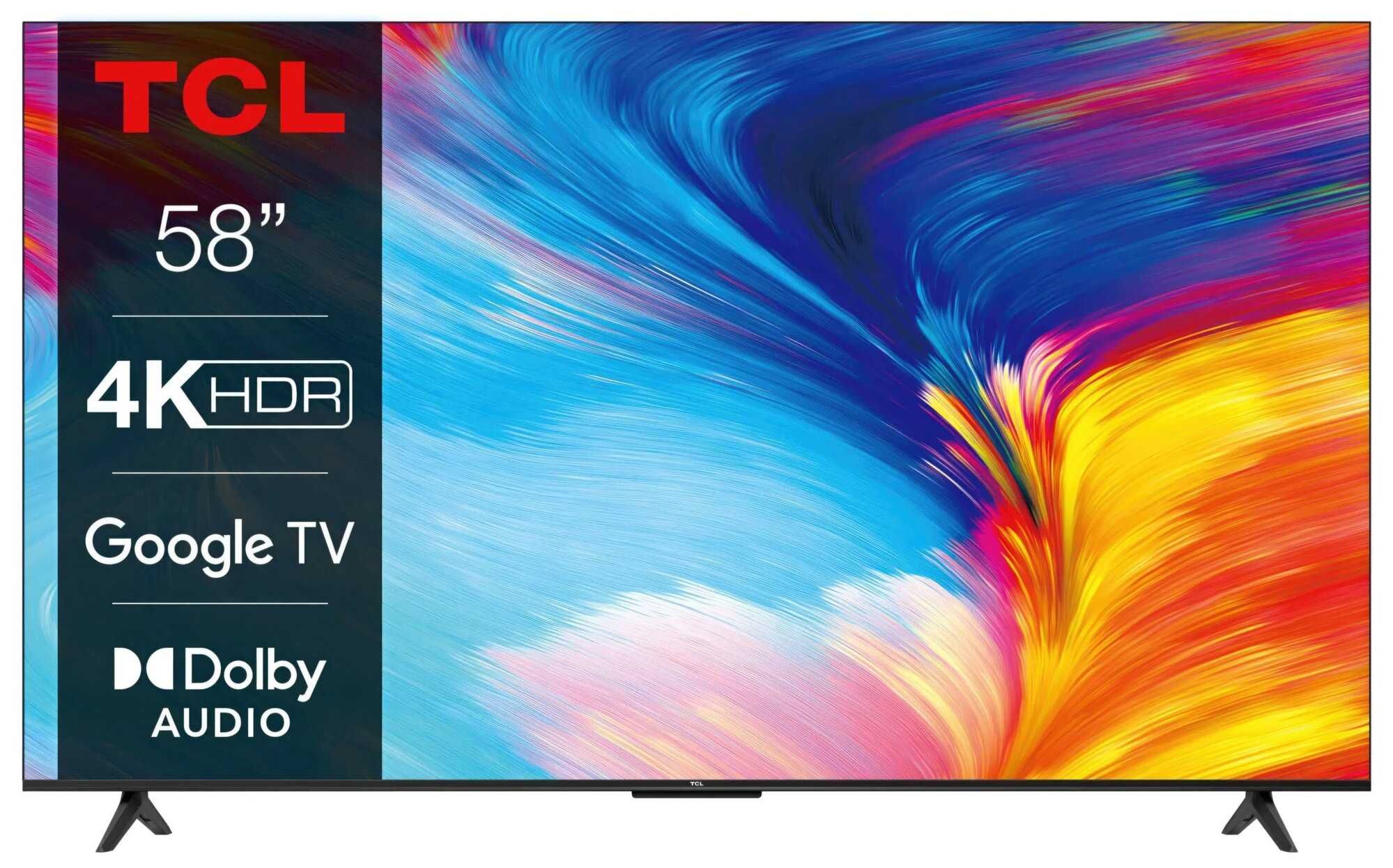 TCL LED 58" 4K HDR Google TV WiFi HDMI 2.1 58P635 Telewizor Nowy GW