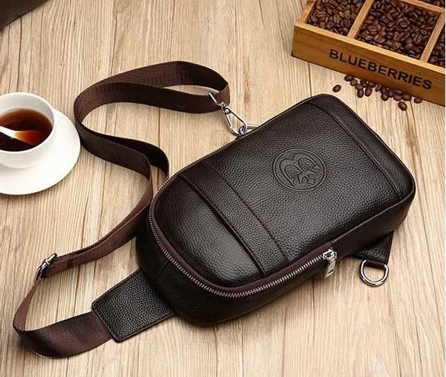 Чоловіча сумка мужская барсетка на груди натуральна шкіра Feidikabolo