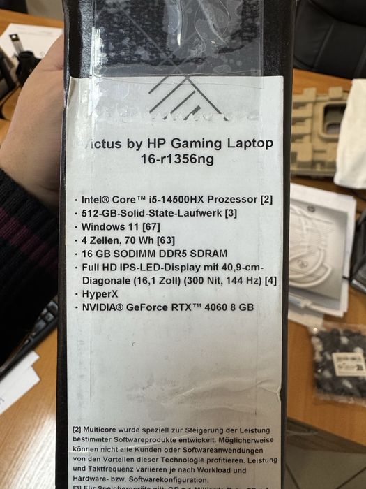 Практично новий HP Victus 16/i5-14450H/RTX4060 8Gb/1.5Tb SSD/16Gb DDR5