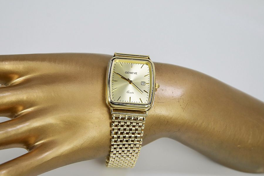 Złoty zegarek z bransoletą męski 14k włoski Geneve mw002y&wb004y B