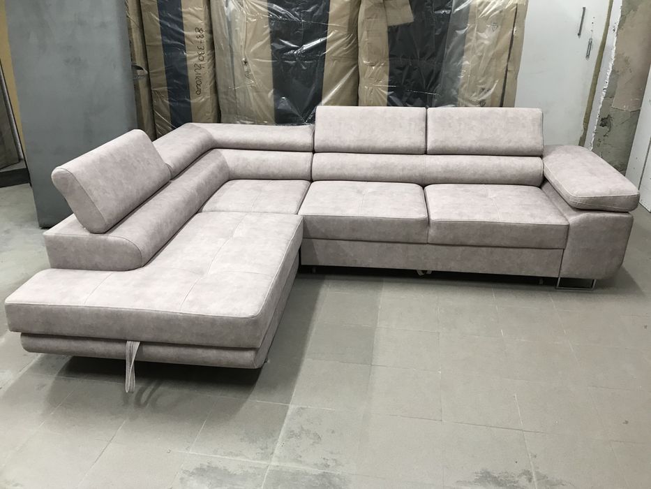 Narożnik w tkaninie ROYAL z funkcją spania i pojemnikiem na pościel