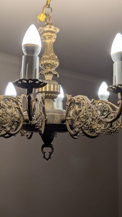 Żyrandol mosiężny + 2 kinkiety – elegancki komplet vintage!