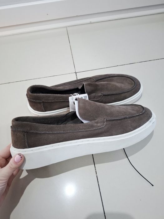 Meskie buty skórzane mokasyny brązowe nowe  45