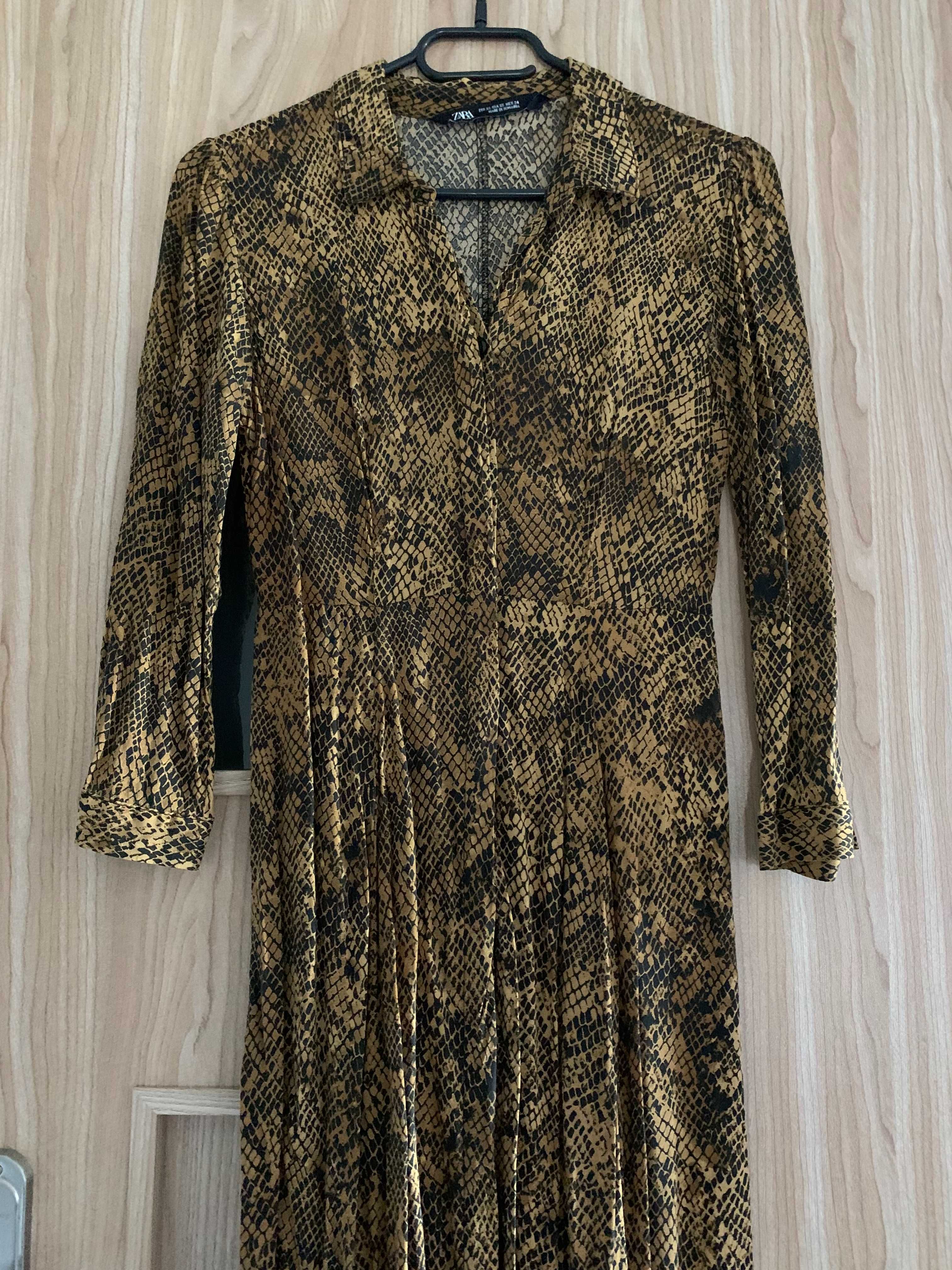 ZARA długa maxi sukienka XS 34 wężowy wzór